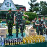 Korem 121/Abw Musnahkan 216 Botol Minol