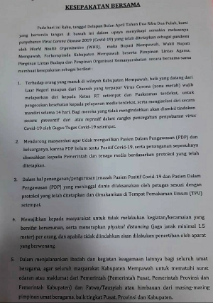 Forkopimda, Toga, Tomas dan Lintas Budaya Sepakati 5 Poin Strategis untuk Cegah Covid-19