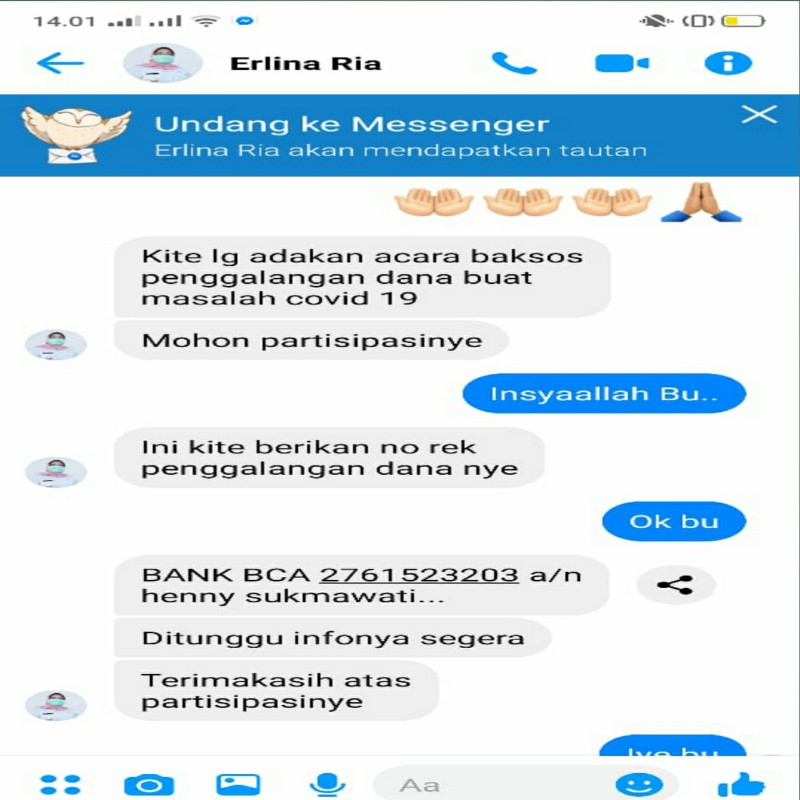 Akun Facebook Dikloning, Bupati Erlina Minta Masyarakat untuk Tidak Percaya!!!