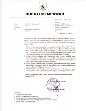 Libur Sekolah di Mempawah Diperpanjang Hingga Batas Waktu Belum Ditentukan