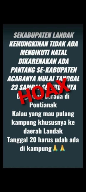 Beredar Postingan Hoaks Natal, Karolin: Itu Tidak Benar