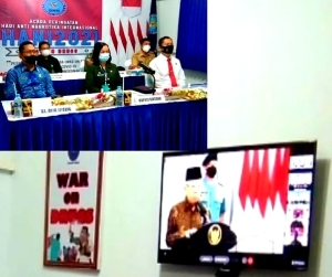 Lewat Virtual, Sekda Yosepha, Kepala BNNK dan Kasat Narkoba  Hadiri Peringatan HANI 2021
