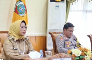 Bupati Erlina, Sekda, Kapolres dan Dandim Ikuti Virtual Meeting Bersama Mendagri Tito