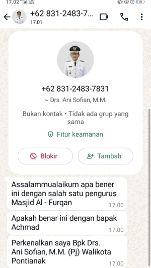 Nama PJ Wali Kota Pontianak Dicatut!